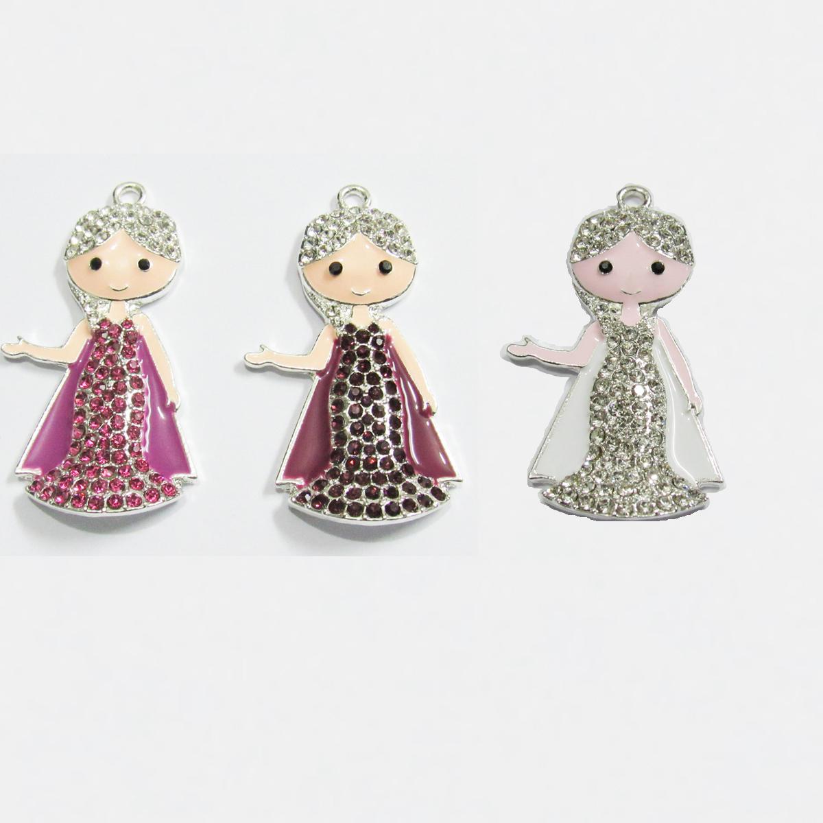 

Necklaces Newest 46mm*25mm 10pcs/lot New Design Princess Rhinestone Pendants