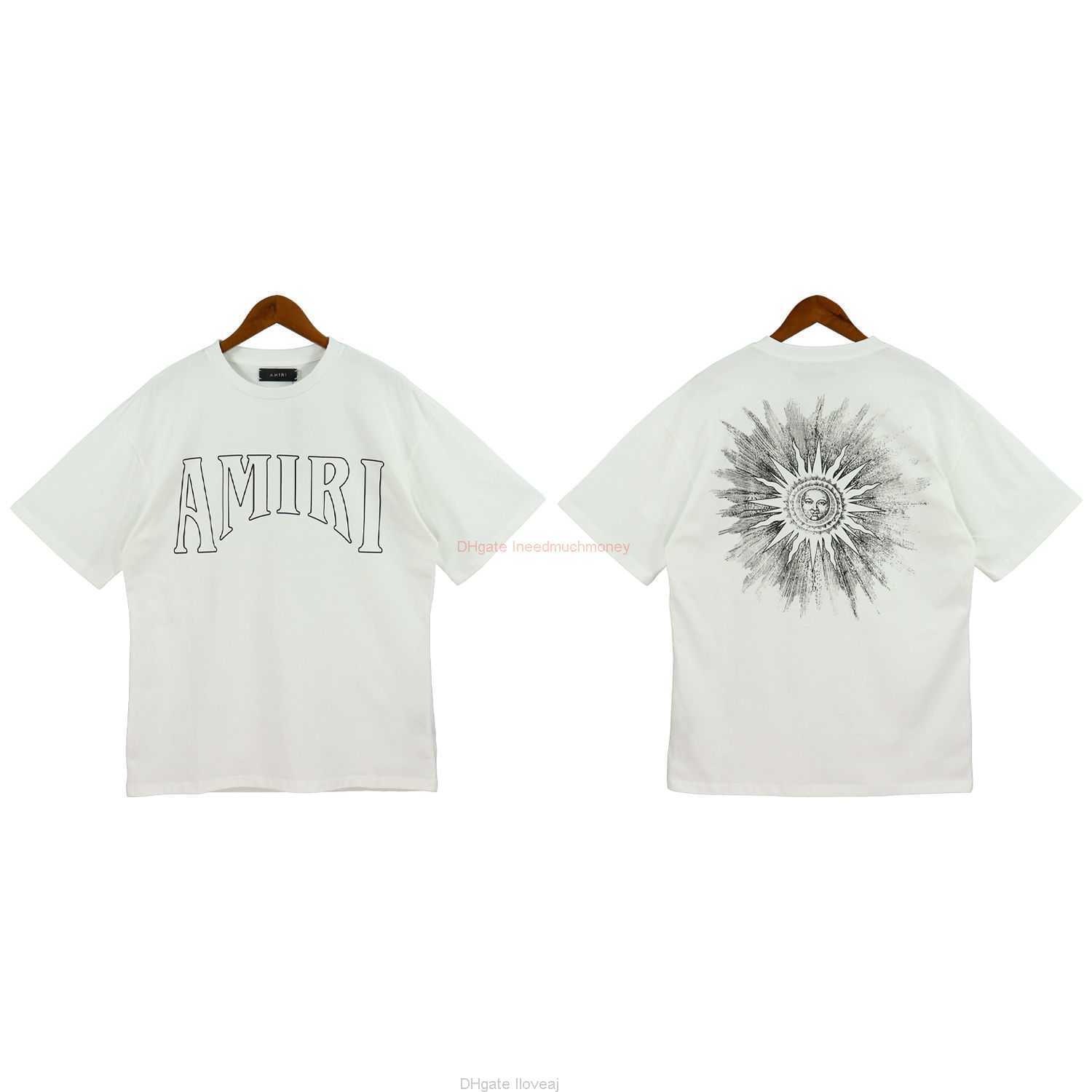 

Designer Fashion Clothing Amires Tees Am Tshirt American Amies Logo Trendy High Street Loose Double Sand Fabric Couple Letter Short Sleeve Round Neck Tshirt Unisex L, White