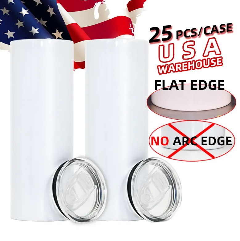 

USA CA Warehouse 20 oz sublimation tumblers stainless steel double wall insulated coffee mug white straight blank
