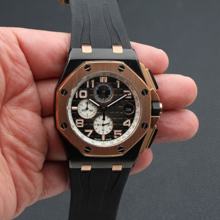 

Men's Watch Classic Royal Series High Quality 26405VK Quartz Movement 18K Rose Gold Sapphire Crystal Glass Luxury Gift Sports Fashion Watch, Tool