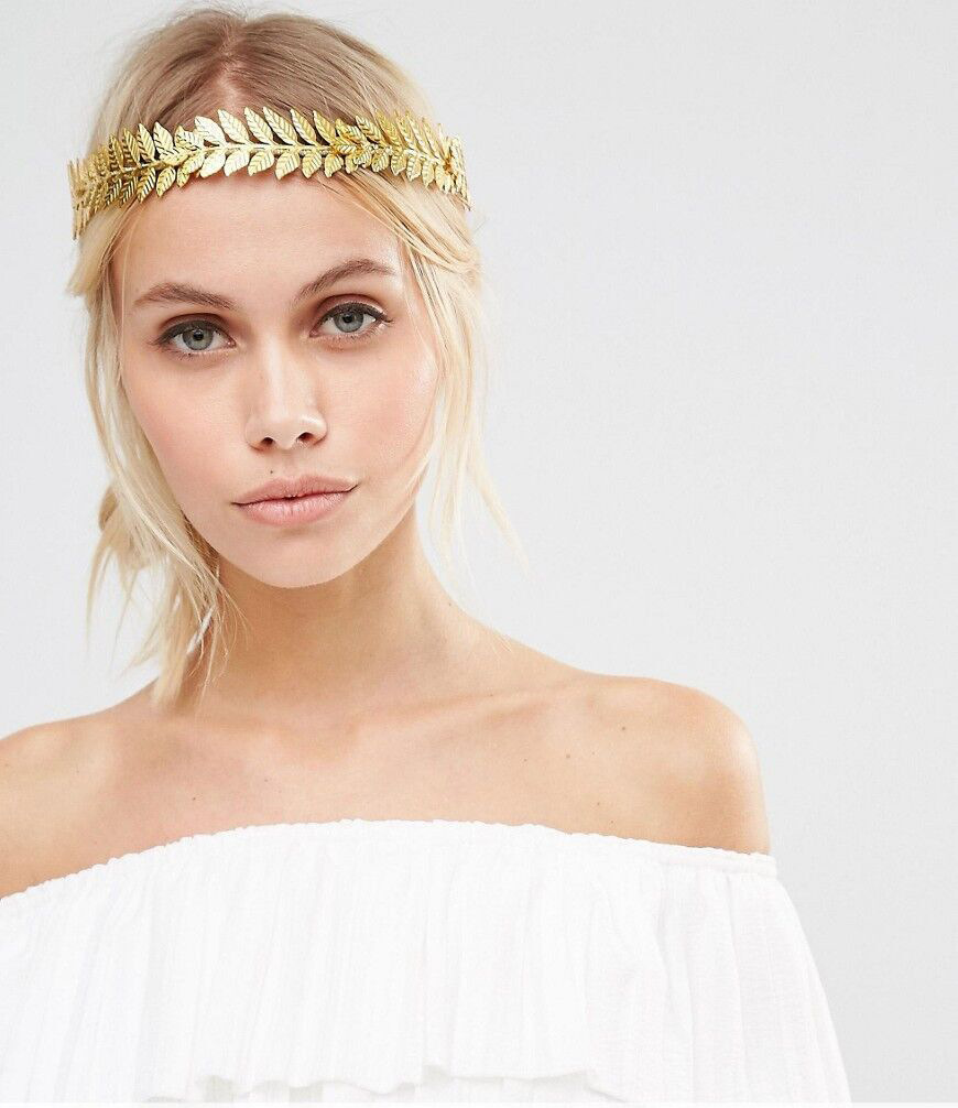 

Simple Goddess Metal Leaf Baroque Round Crown Vintage Gold Olive Leaf Laurel Crown Round Hair Band HeadwearTS-0204-A