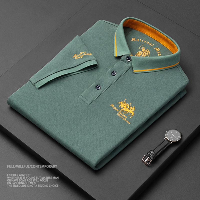 

Mens Polos High quality mens cotton embroidered polo shirt summer highend business casual Lapel short sleeve Tshirt 230619, Ka08-7
