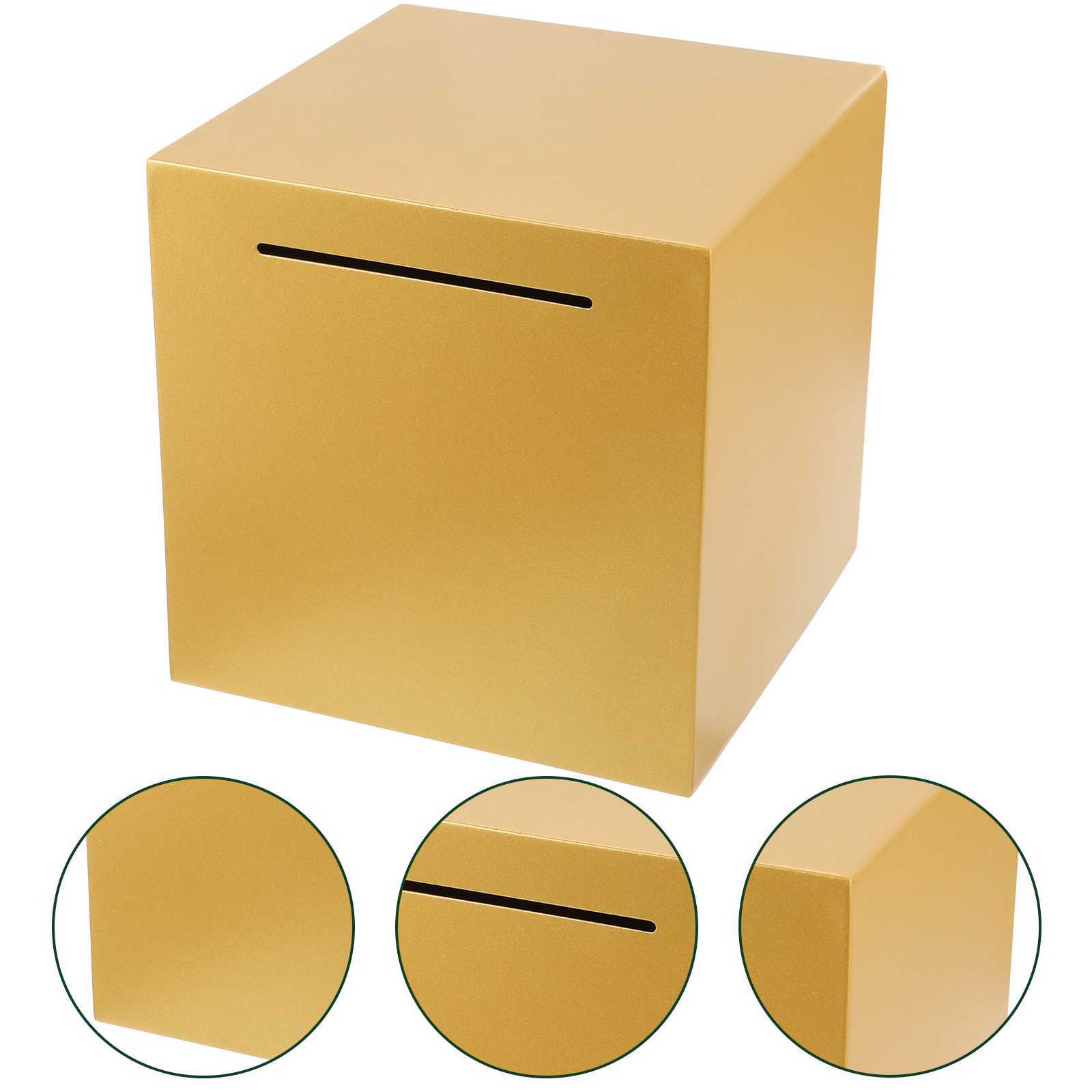 Decorative Objects Figurines Money Saving Jar Square Piggy Bank Stainless Steel Piggy Bank Bedroom Coin Bank L260524-image-868223670