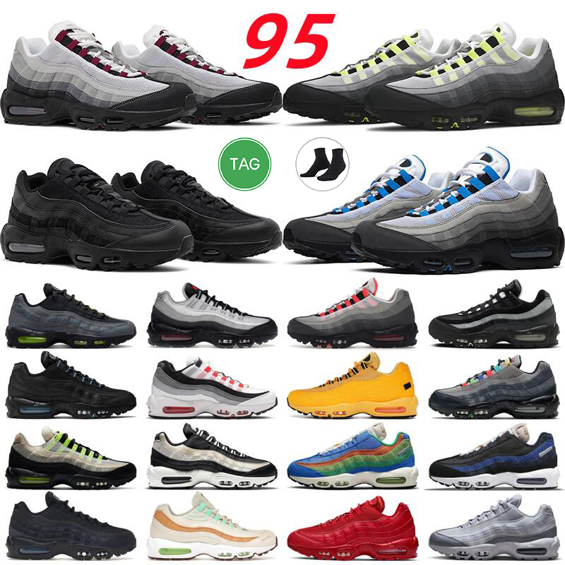 

95 Running shoes men women 95s Triple Black White OG Neon Dark Beetroot Crystal Blue Solar Red Smoke Grey Fish Scales Olive mens trainers outdoor sports sneakers 36-46
