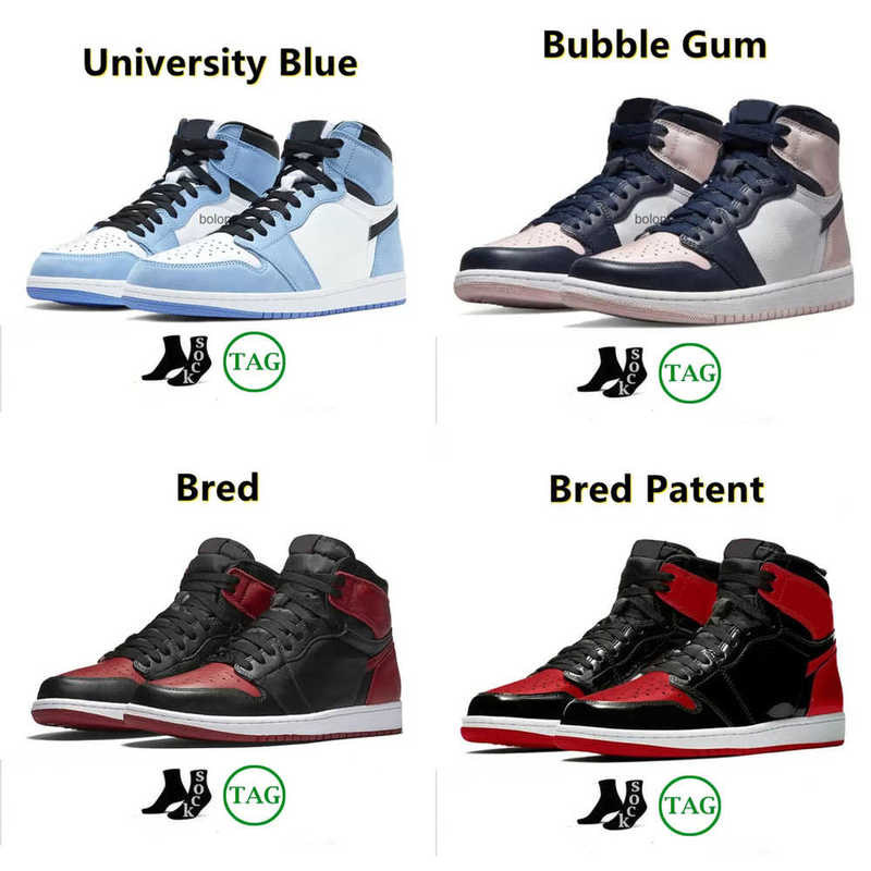 

University Blue Jumpman 1 retro og Basketball Shoes 1S High Dark Mocha Unc Light Smoke Grey Hyper Chicago Patent Bred Royal Toe Men, # 18