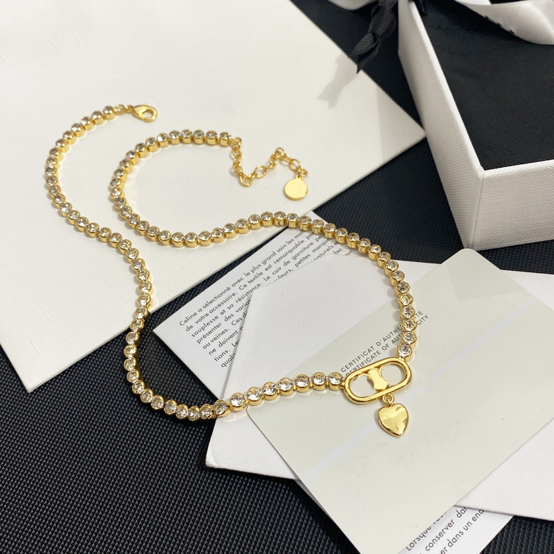 

Designer jewelry Luxury Diamond Pendant Necklace 14K Gold-Plated Necklace for Women Wedding Party Wedding jewelry