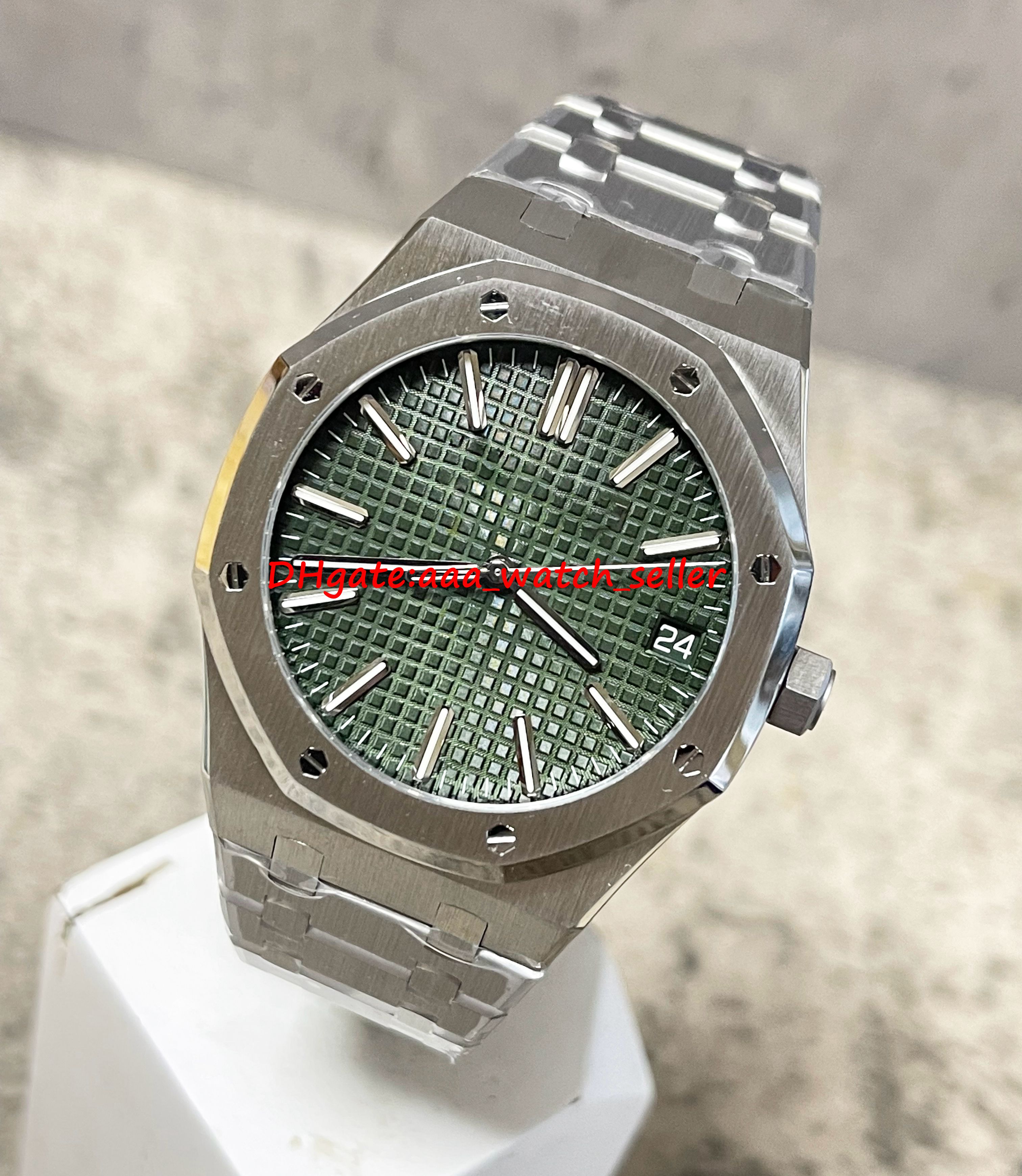 

Top quality luxury mens watches ZF 41mm 50th limited edition RO 15510 15510st 15500 olive green dial 4302 automatic movement sapphire luminous sport wristwatches, P1