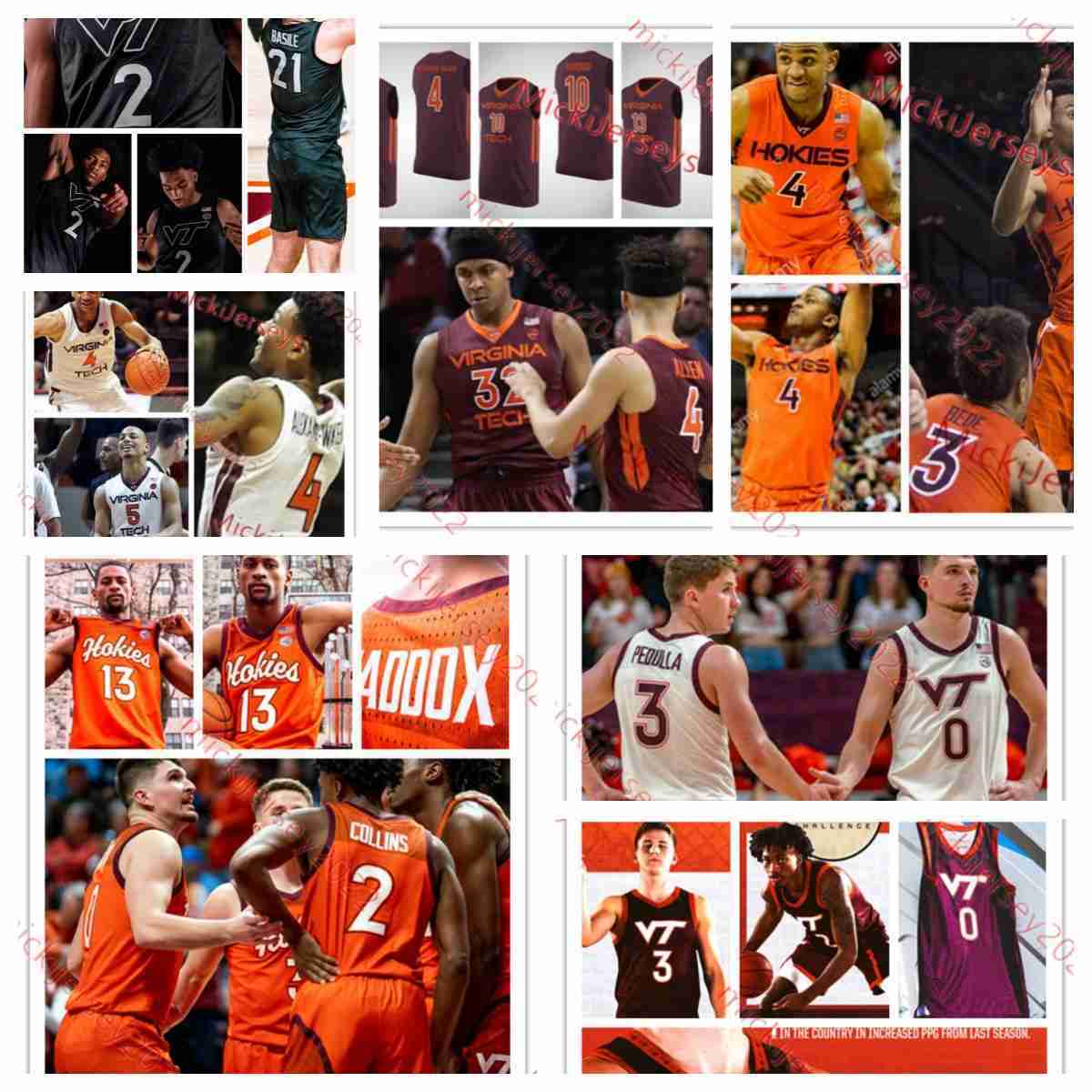 

John Camden Virginia Tech Basketball Jersey Grant Basile Darren Buchanan Jr. Hunter Cattoor MJ Collins Owyn Dawyot Camden Johnson Virginia Tech Hokies Jerseys, 2022 white