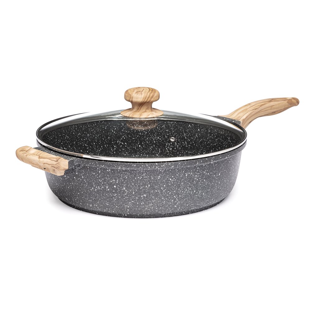 The Pioneer Woman Prairie Signature 6 Quart Cast Aluminum Jumbo Cooker Saut Pan, Charcoal Speckle-image-868175069