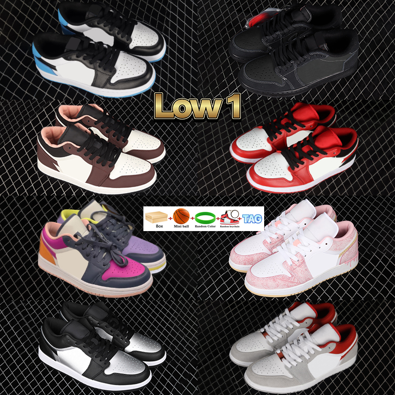 with box Jumpman 1 men 1s low Basketball Shoes TS Black Phantom Canyon Rust Purple Magenta SE Metallic Silver OG UNC Dark Teal Laser Orange SE Denim