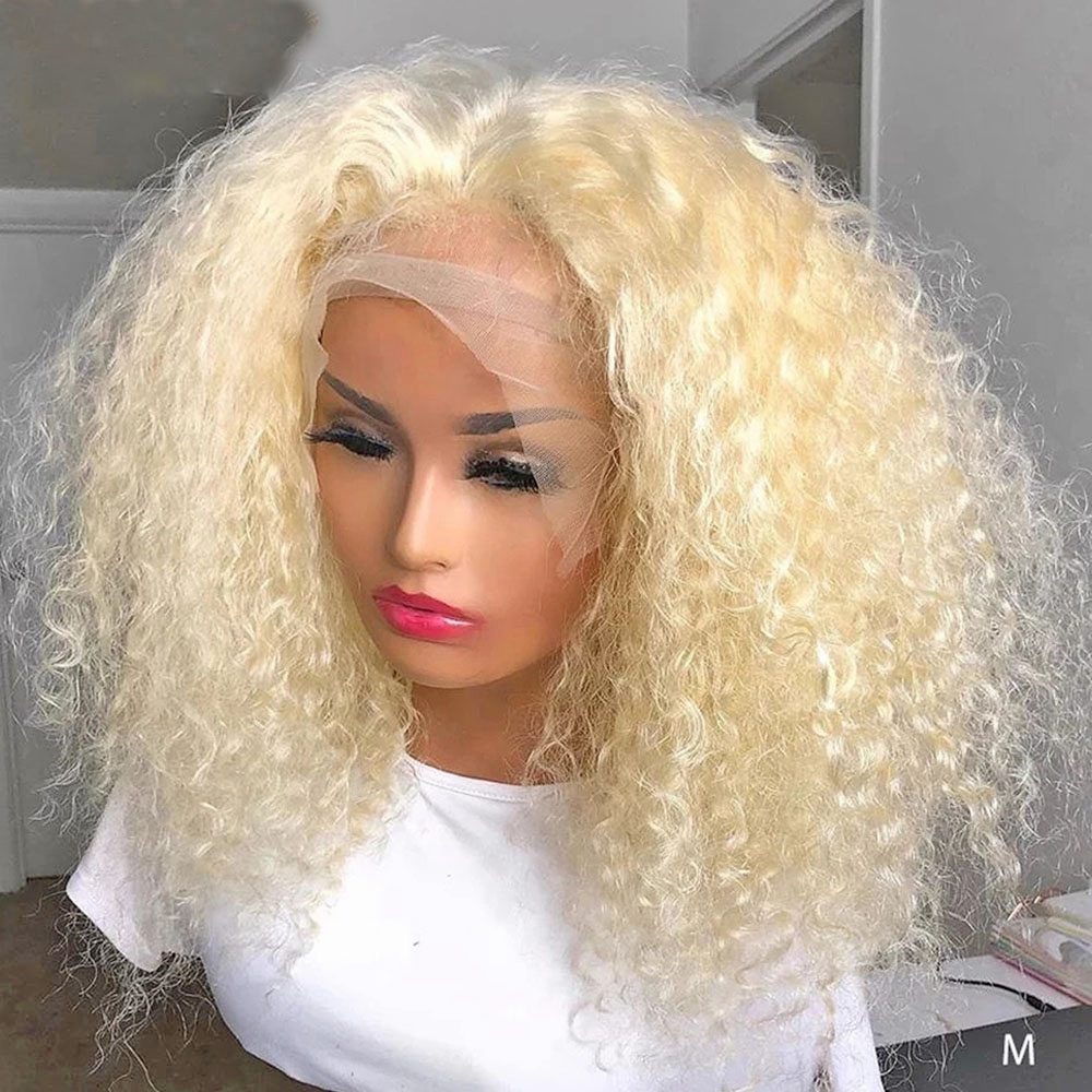 Brazilian Deep Curly 613 Blonde Wig 13x4 HD Transparent Lace Blonde Human Hair Lace Frontal Wigs For Women Synthetic Cosplay
