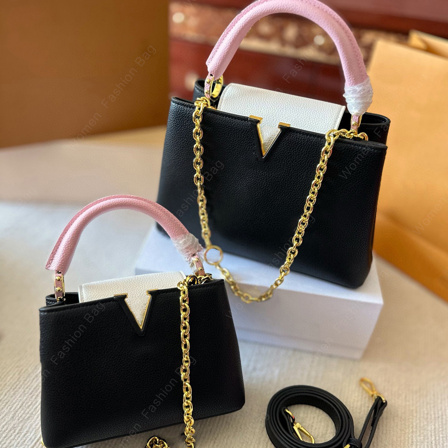 

High Quality Handbags Designer Purses Handbags Wallet Leather Portable Shoulder Crossbody Bag Women Shoulder Backpacks and Luxury Tote Bags, Peach