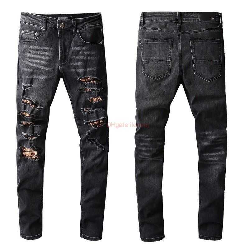 

Designer Clothing Amires Jeans Denim Pants Amies 811 Fashion New Pants Mens Black Lace Embroidery Patch Elastic Slim Fit Leggings Jeans Fashion Distressed Ripped Sk, 565