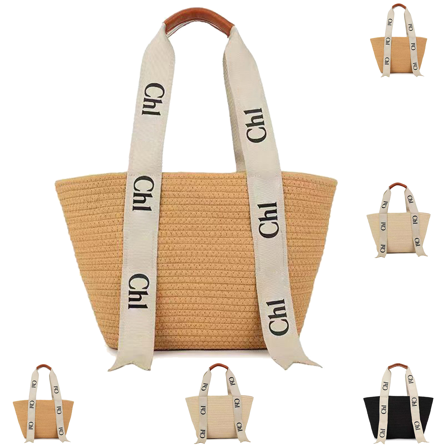 

Womens Raffias basket Straw Shoulder Bag mens tote handbag designer Woody summer Beach bag classic luxury TB bucket weave Crossbody clutch messenger shopping bags, Khaki