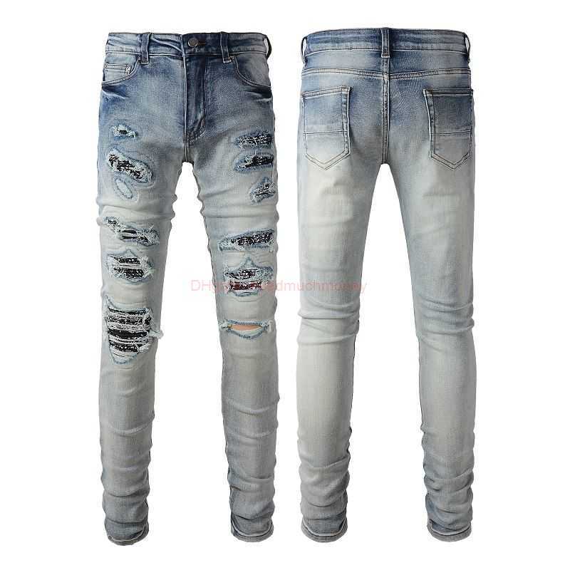

Designer Clothing Amires Jeans Denim Pants Amies Jeans with Hole High Street Mens Jeans Perforated Light Jeans Youth Slim Fit Leggings 6677 Distressed Ripped Skinny