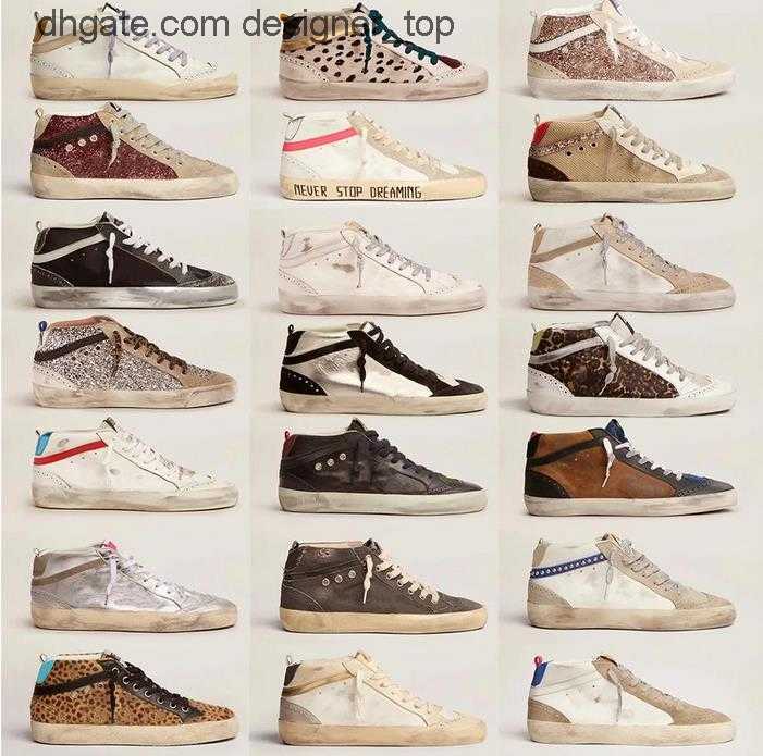 

New Release Goldens gooseitys Mid Slide Star HighTop Sneakers from Italys Best Brands Fashionable PinkGold Glitter with Classic White DoOld Dirty Des, Multi