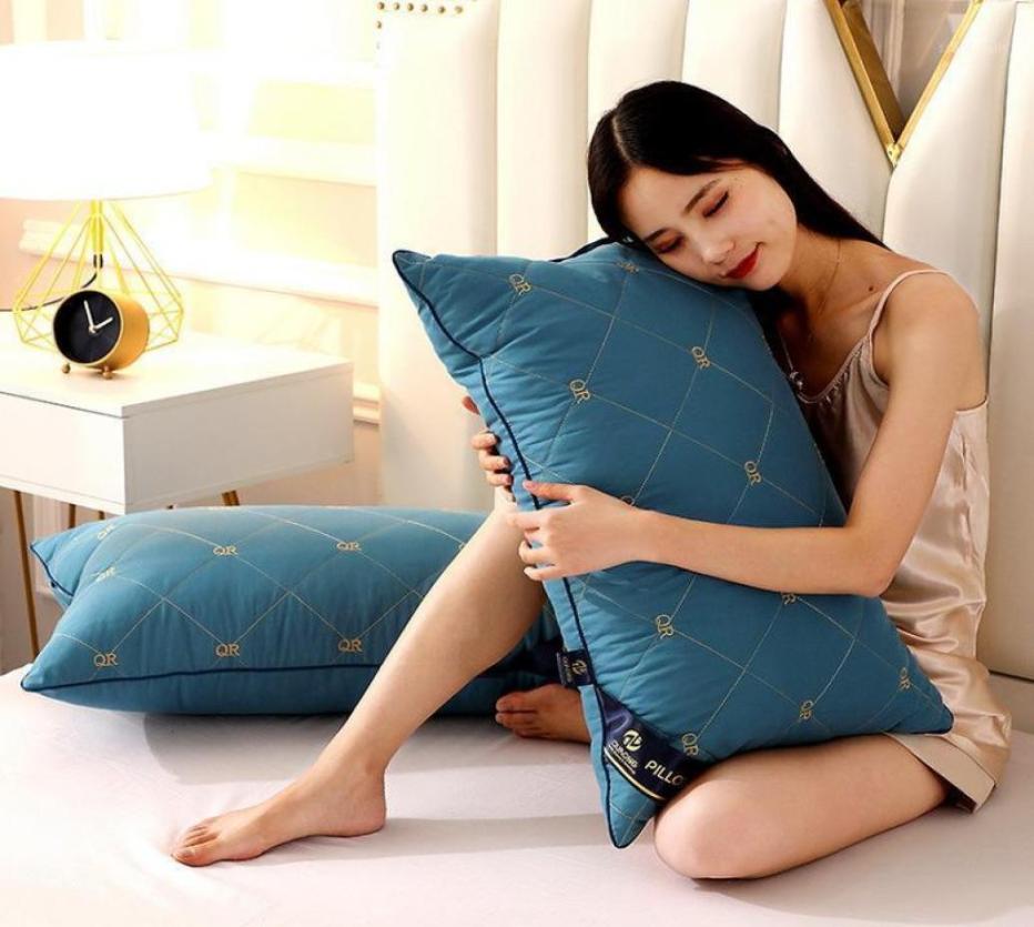 

Pillow 1PC Five Star El Neck Feather Velvet Low Medium And High Pillows Sanding Machine Washable Core For Bed Home6040825