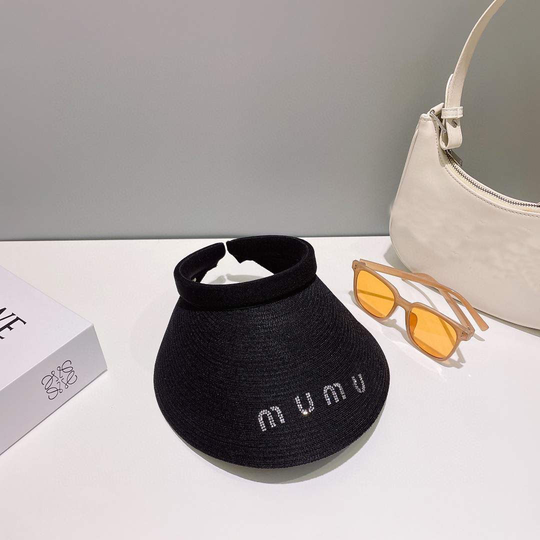 Miu lettre chapeau pare-soleil à large bord, chapeau pare-soleil bloquant le visage, chapeau de soleil résistant aux UV, chapeau haut de forme vi