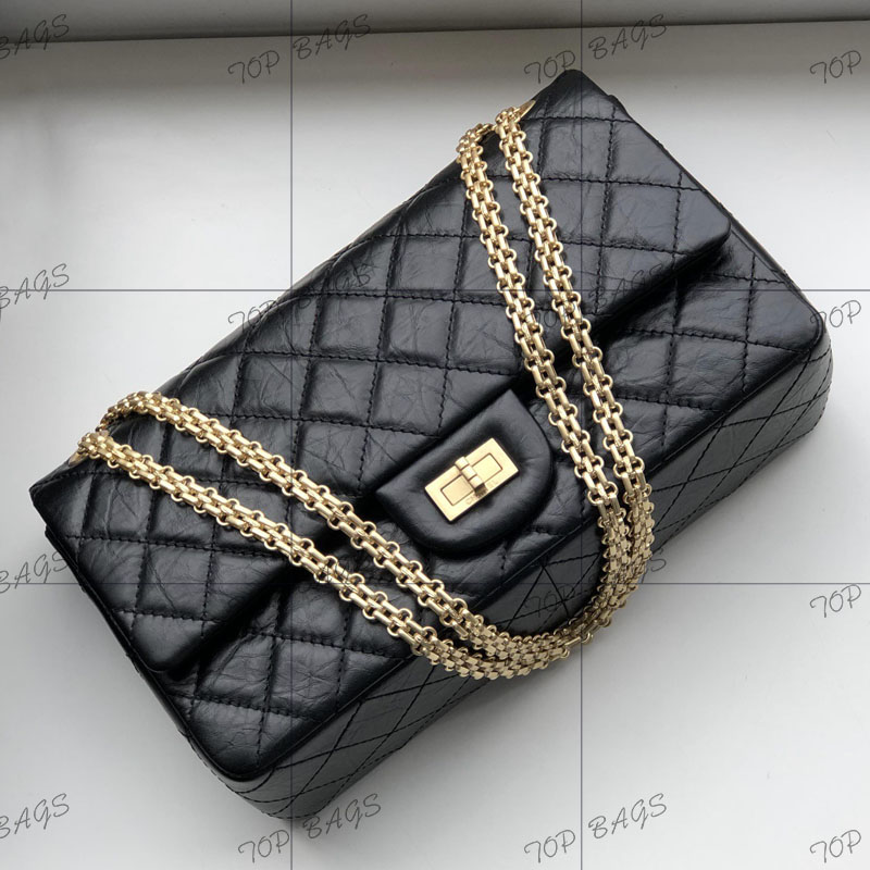 

classic designer 255 bag diamond lattice crossbody bag shoulder bag chains bag 3 hardware fashion distressed flap genuine leather, Black