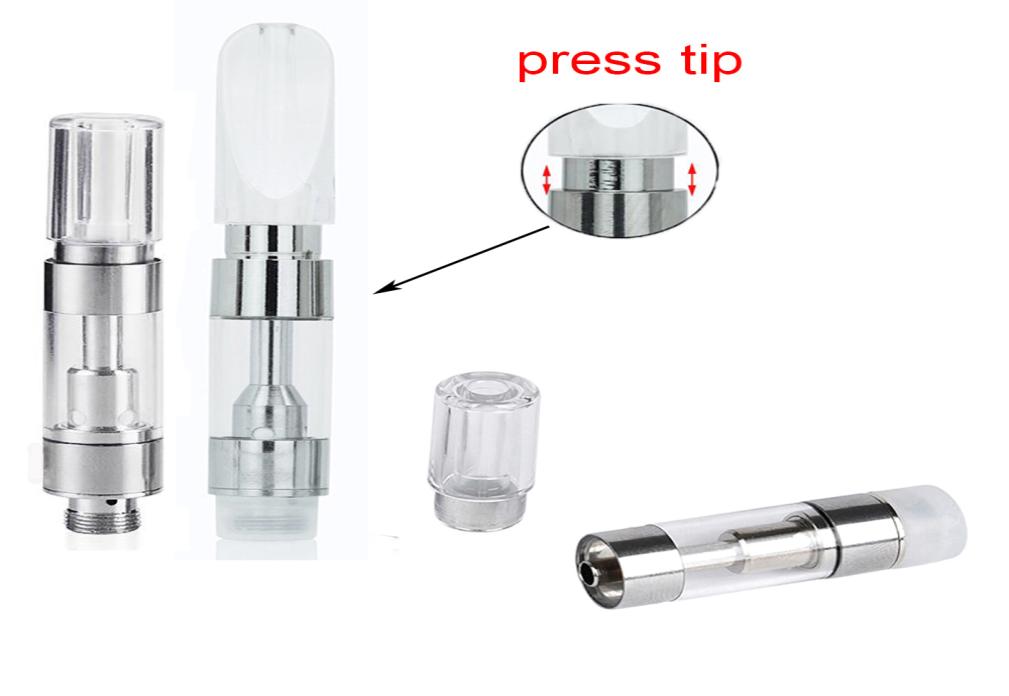 

M6T Atomizer eCig Ceramic Coil Press Mouth Empty Extract Tank Vape Cartridges 5ml 1ml 20mm Holes Wickless Atomizers for Thick Oi7727169