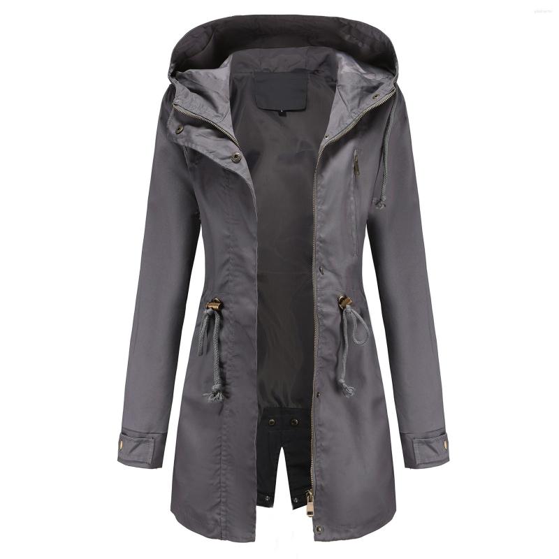 

Women's Trench Coats Windbreaker Retro Women Light Jacket Active Outdoor Coat With Hood Lightweight For Girls, Grey