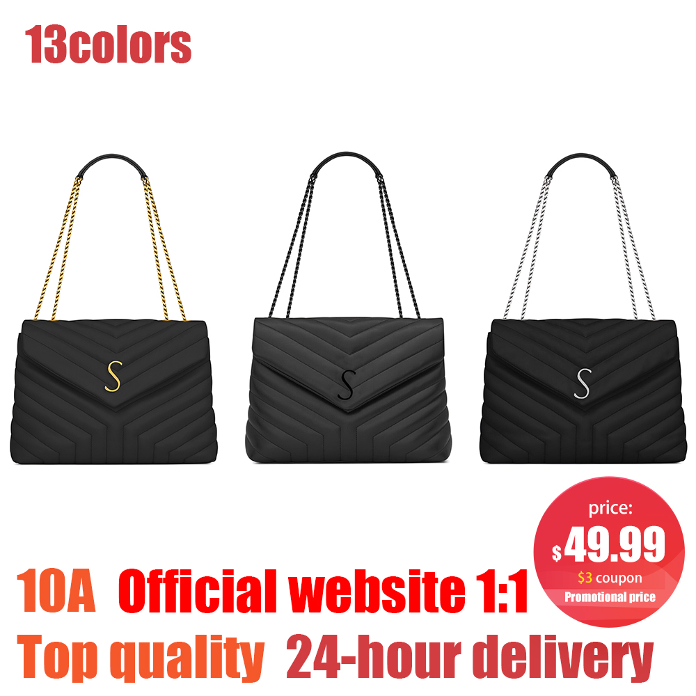 

top quality LOULOU Chain Shoulder bags luxury tote Handbag Shape Flap Womens Men designer Purse yslity bags Crossbody Clutch metal letter Y genuine leather lady Bag, Red silver