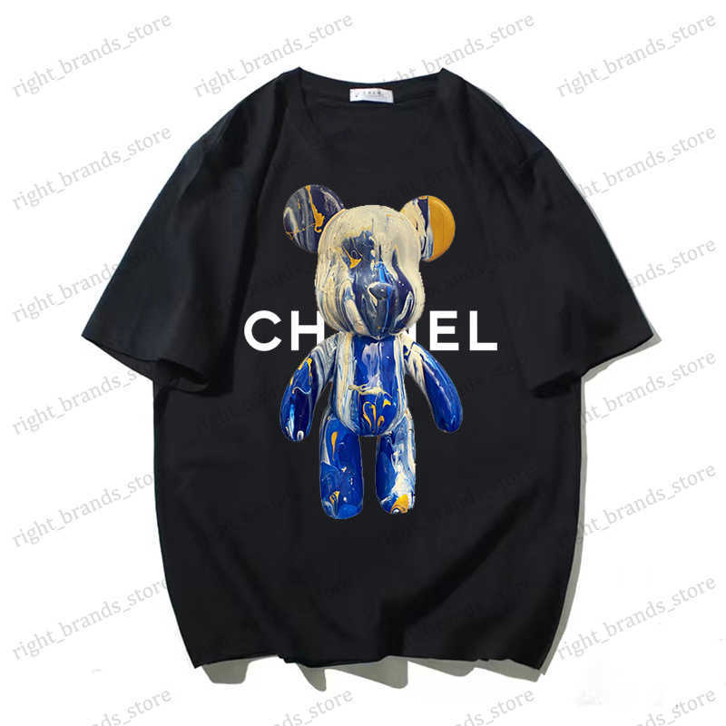 

Men' T-Shirts Summer Luxury Men' T-Shirt Crew Neck Fashion Fluid Connector Printed Bear Thick Cotton 100% High Quality Streetwear Loose T230523
