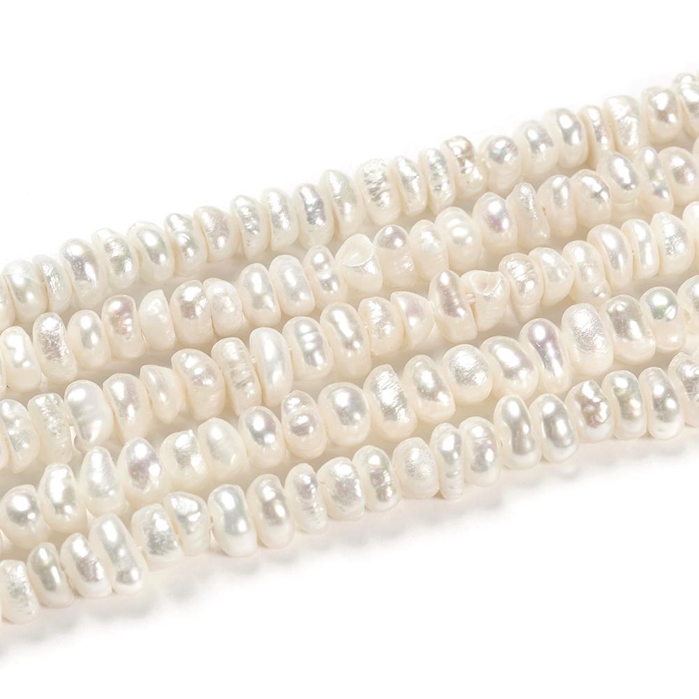 

Crystal 5 Strands Natural Cultured Freshwater Pearl Beads White Beige Potato Shape for Jewelry Making DIY Bracelet Necklace Accessories