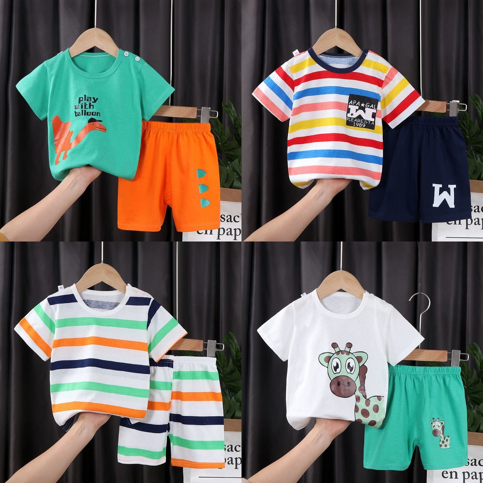 Ensembles de vêtements 2 pièces enfants été coton ensemble bébé garçons filles à manches courtes t-shirt Shorts mode vêtements costume 06 ans 230