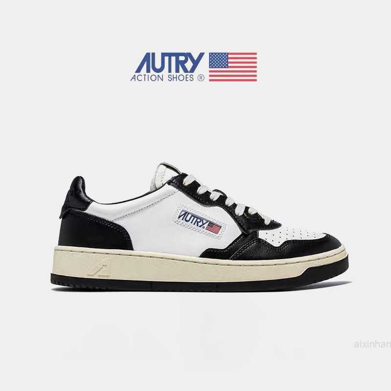 

Four Seasons Ins Fashion Black and Panda Board Autry Little White Round Toe Lace up Korean Genuine Leather Casual Shoes, Red and white