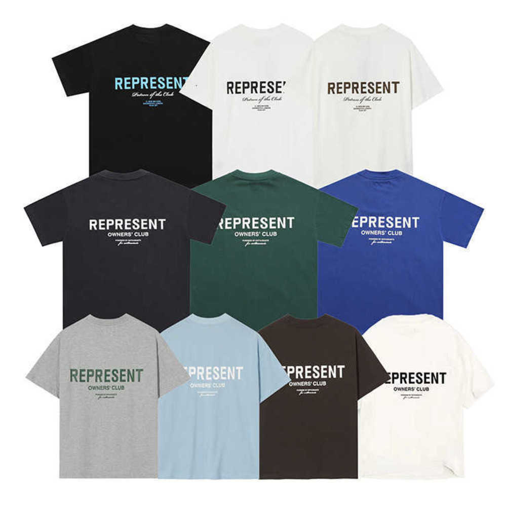 

Men's T-Shirts REPRESENT REP Designer fashion Representnt rep short sleeve letter print trendy brand versatile American loose simple round neck Breathable design 63, White coffee print (r449)