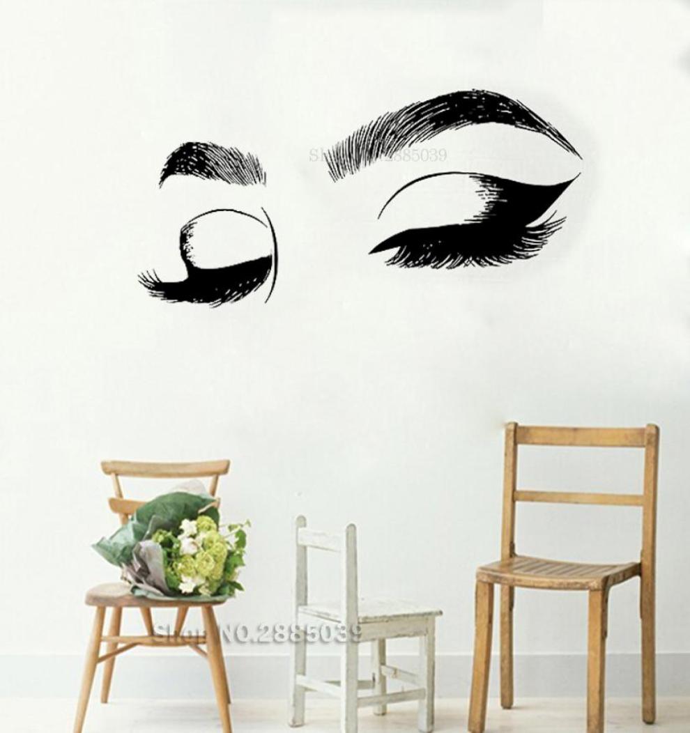

Closes Eyes Wall Decals Eyelashes Wall Stickers Make Up Girl Eyes Eyebrows Vinyl Wall Decor Beauty Salon Decoration New2444576