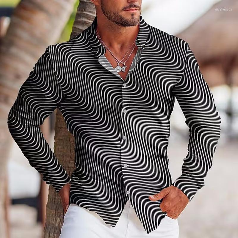 

Men' Casual Shirts Spring Fashion For Men Oversized Shirt Texture Print Long Sleeve Button Top Men' Clothing Travel Cardigan Blouse, Cx1144