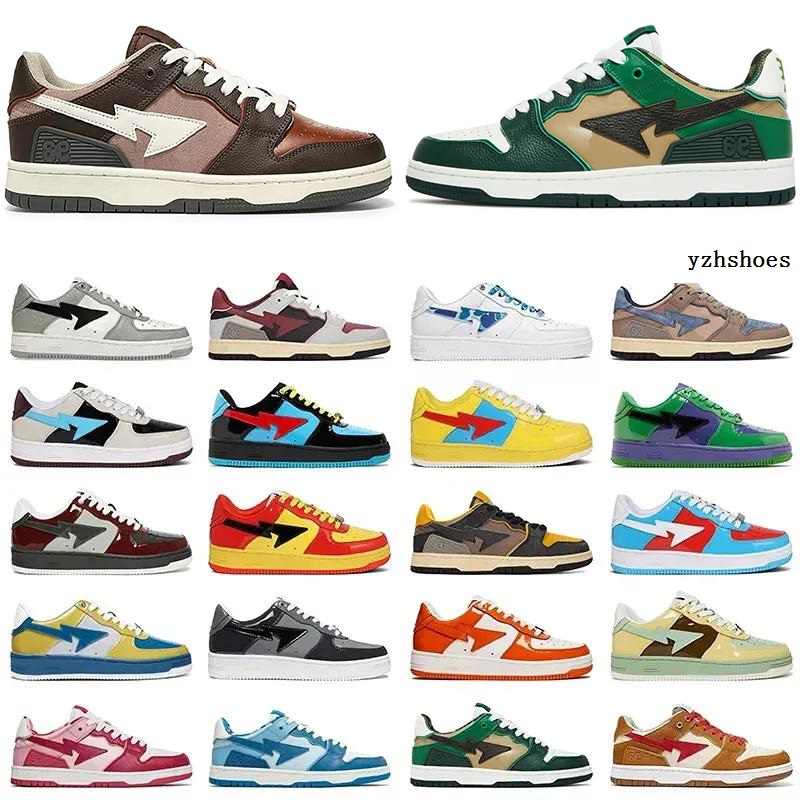 

Bapestas Baped Designer Casual Shoes Platform Sneakers Bapesta Sk8 Sta Patent Leather Green Black White Plate-forme for Men Women Trainers Jogging