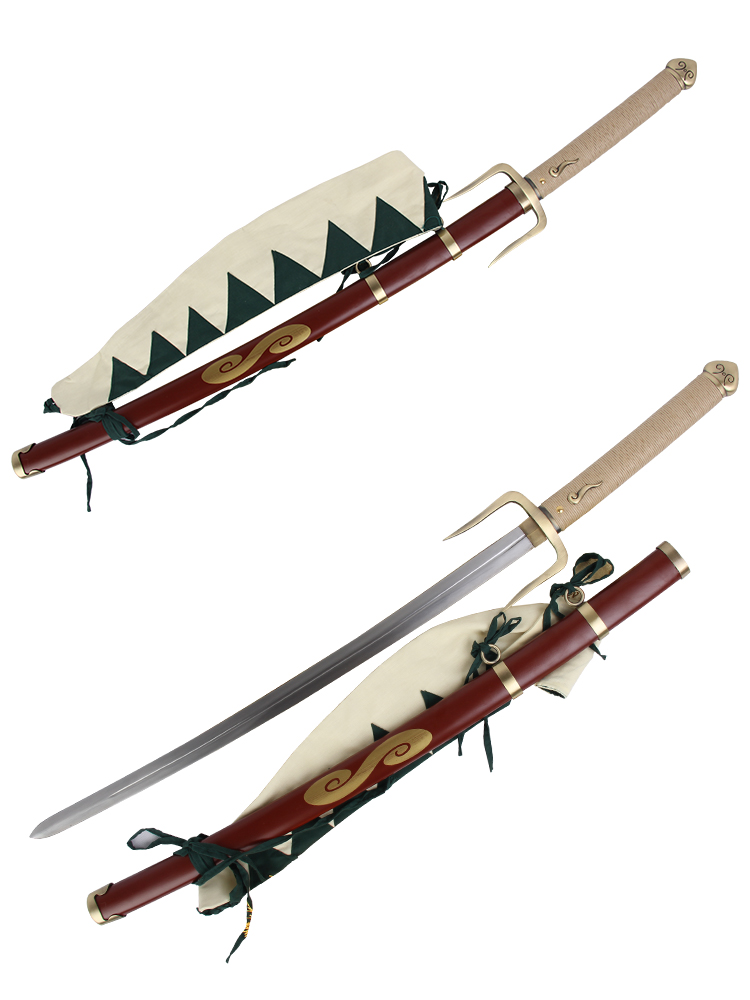 

Christmas Decoration Steel Blade Champloo Mugen's Typhoon Swell Swords Cosplay Props-Wooden Saya With Strap bag-No Sharp-Brand New