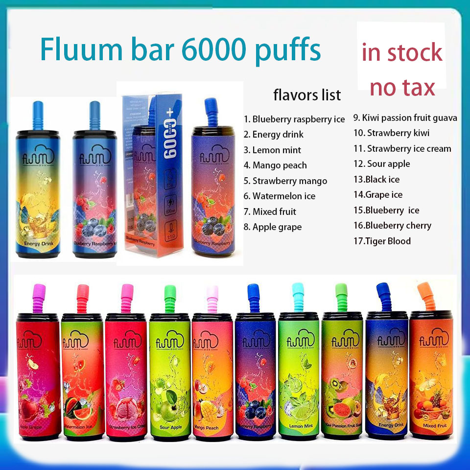 

Authentic Fluum Bar 6000 puffs Disposable E cigarette kit Puff 6000Puffs Vape Pen 15ml Pre-filled Mesh Coil prefilled Cartridge 600mAh Rechargeable Vaporizer puff, Tell us your flavors
