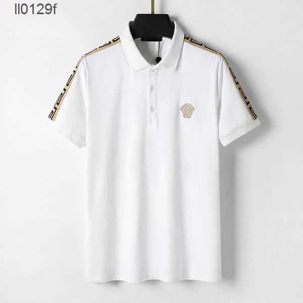 

2023 Mens Stylist Polo Shirts Luxury Italian Men's Polos Designer Clothing Short Sleeves Fashion Summer A portrait T-Shirts vercace shirt Tops black white M-3XL 8L5R