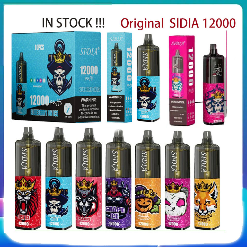 

Original SIDIA 12000 Puffs Disposable Vape Pen E Cigarette 650 mAh Rechargeable Battery Airflow Control Mesh Coil 20ml Prefilled Pod 12K Big Vapor Kit 11 colors