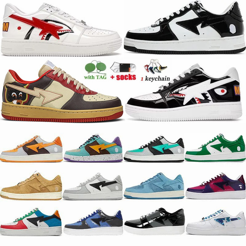 

Bapesta Designer Running Shoes Low Black Green ABC Camo Pink Sax Tokyo Orange Triple White Plate-forme Leather Sneaker Fashion Street Skate Trainers Dhgate Footwear