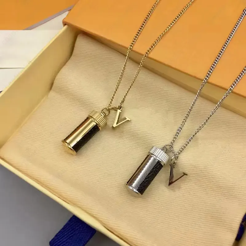

Luxury designer necklace classic letter perfume bottle pedant titanium steel hip hop womens mens necklaces jewelry fashion personality gift for love gift with box