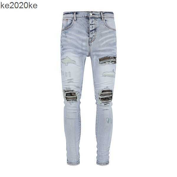 

Mens Jeans 2023 Designer Pants Ripped High jeans men's embroidered pants fashion hole top selling zipper am~ri AM~bin~IRI bin6 V868