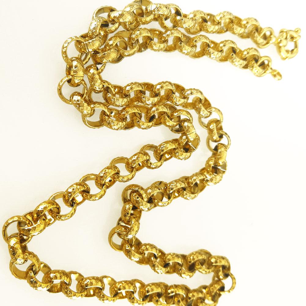 Colliers or sous vide électronique placage à l'or belcher boulon anneau lien hommes femmes solide chaîne collier bijoux N220