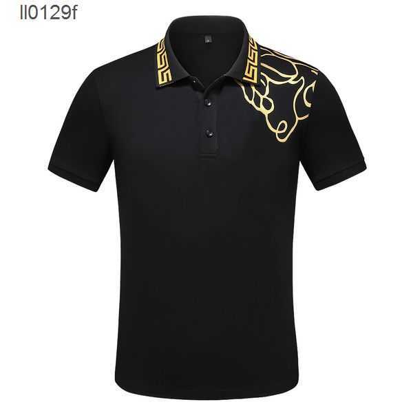 

2023 Mens Stylist Polo Shirts Luxury Italian Men's Polos Designer Clothing Short Sleeves Fashion Summer A portrait T-Shirts vercace shirt Tops black white M-3XL H09X