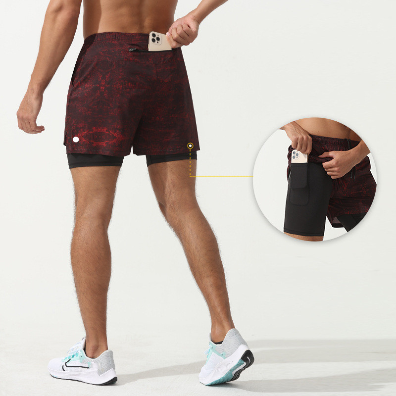 

Men lu Yoga Sports Shorts Quick Dry Shorts With Pocket Mobile Phone Casual Running Gym Short Jogger Pant With Inner Lining DK-22006, Blue