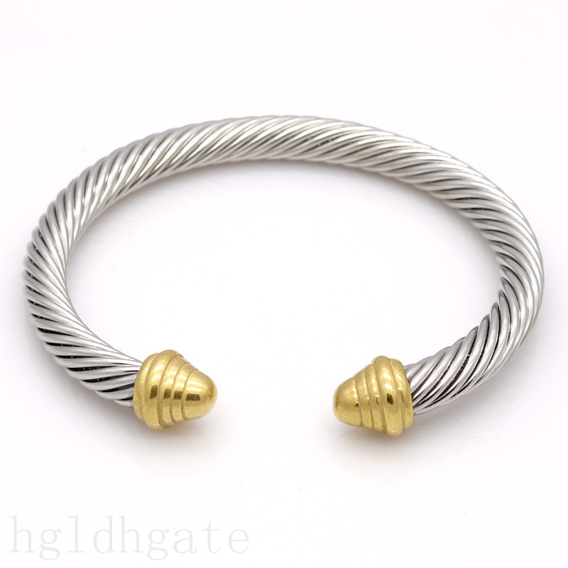 

2023 dy womens bracelets hand made men bangle wire yellow classical jewelry twists helix opening fool s day cable bracelets men ball shapeZB026 F23