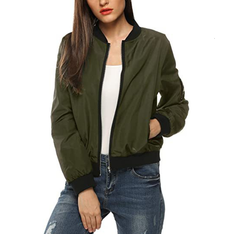 Womens Jackets Spring Autumn Thin Solid Women Casual Zipper Bomber Jacket Long Sleeve Coat Female Fashion Classic Slim Outerwears 220830