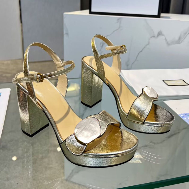 

Designer leather thick sole sandals summer fashion women open toe high heels casual and comfortable work T-shirt shoes, White