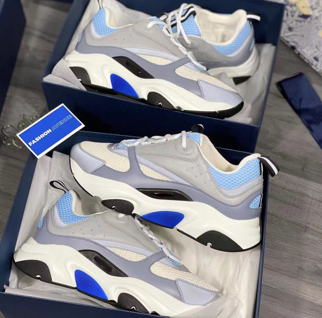 

2023 B22 Casual Shoes Reflective Sneakers Mens Women Trainers Calfskin Patchwork Sneaker oblique Technical Shoe Platform Vintage Shoess 35-46, Color 12