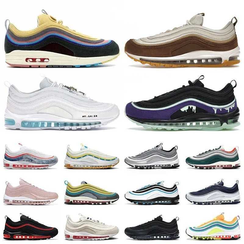 

Air 97s Sean Wotherspoon Running Shoes 97 Jesus Triple White Red Leopard Pine Green For Men Outdoor Sports Trainers, B15 36-46 black bullet