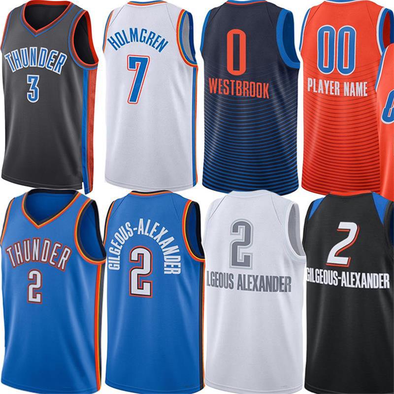 

Custom Basketball Jerseys SGA Shai Gilgeous Alexander Josh Giddey Thunde Chet Holmgren City Jaylin Williams Luguentz Dort Tre Mann Russell Westbrook Jersey, Color 2